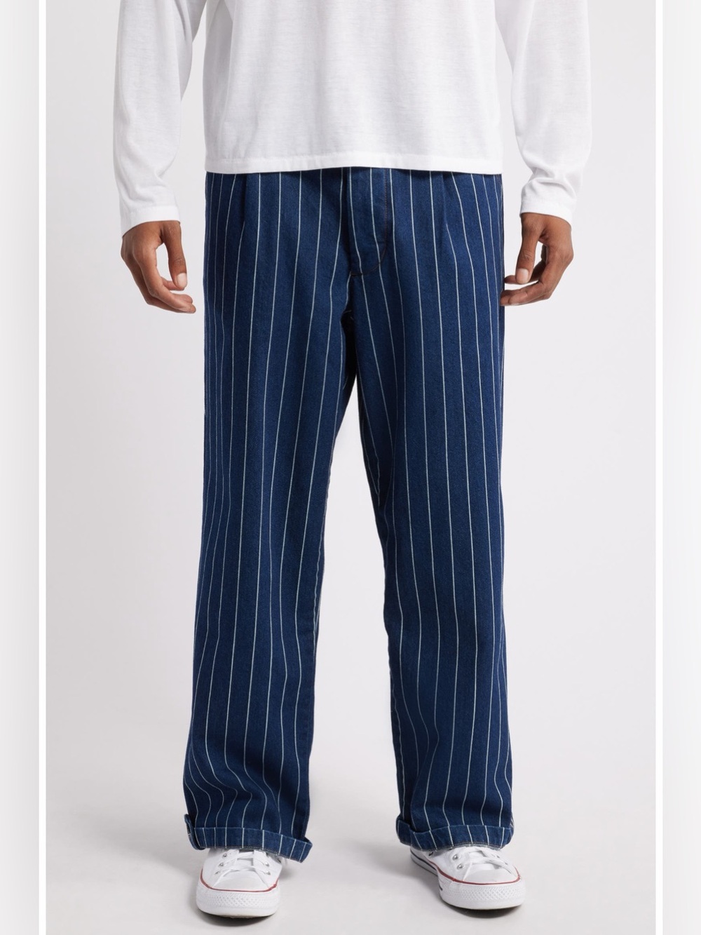 Elwood Railroad Men's Pinstripe Relaxed Pleated Jeans